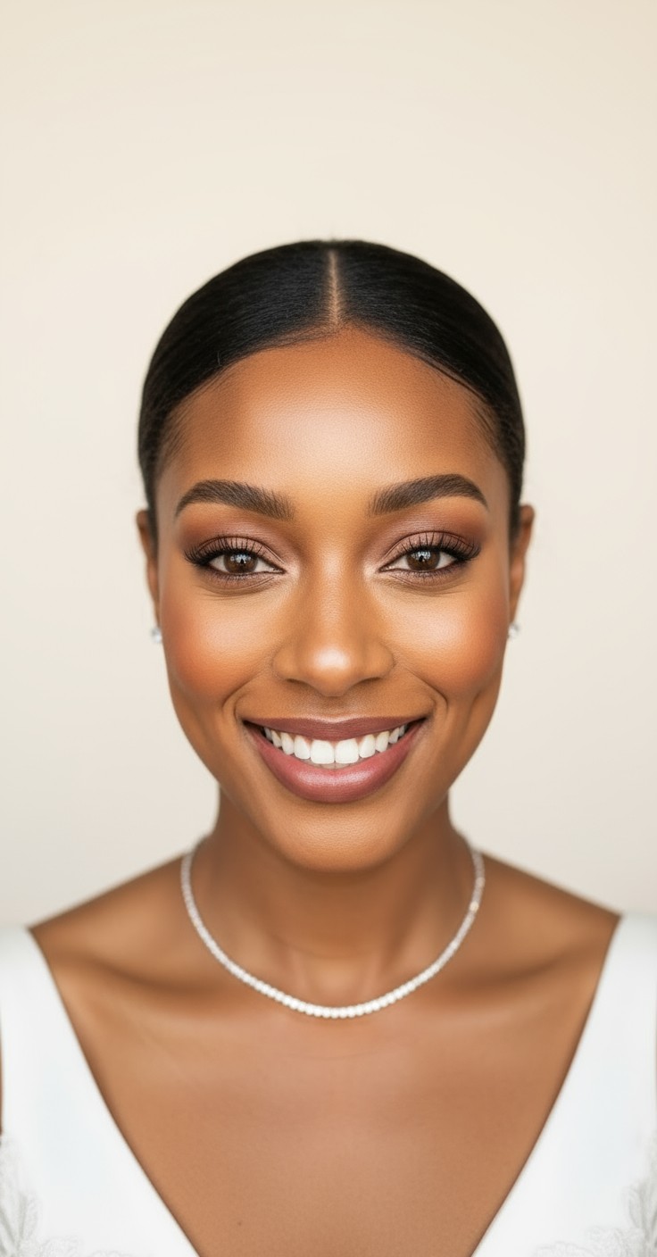 After Sleek Bun Wedding Hair